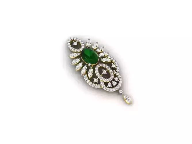 Gold Pendant With Emerald