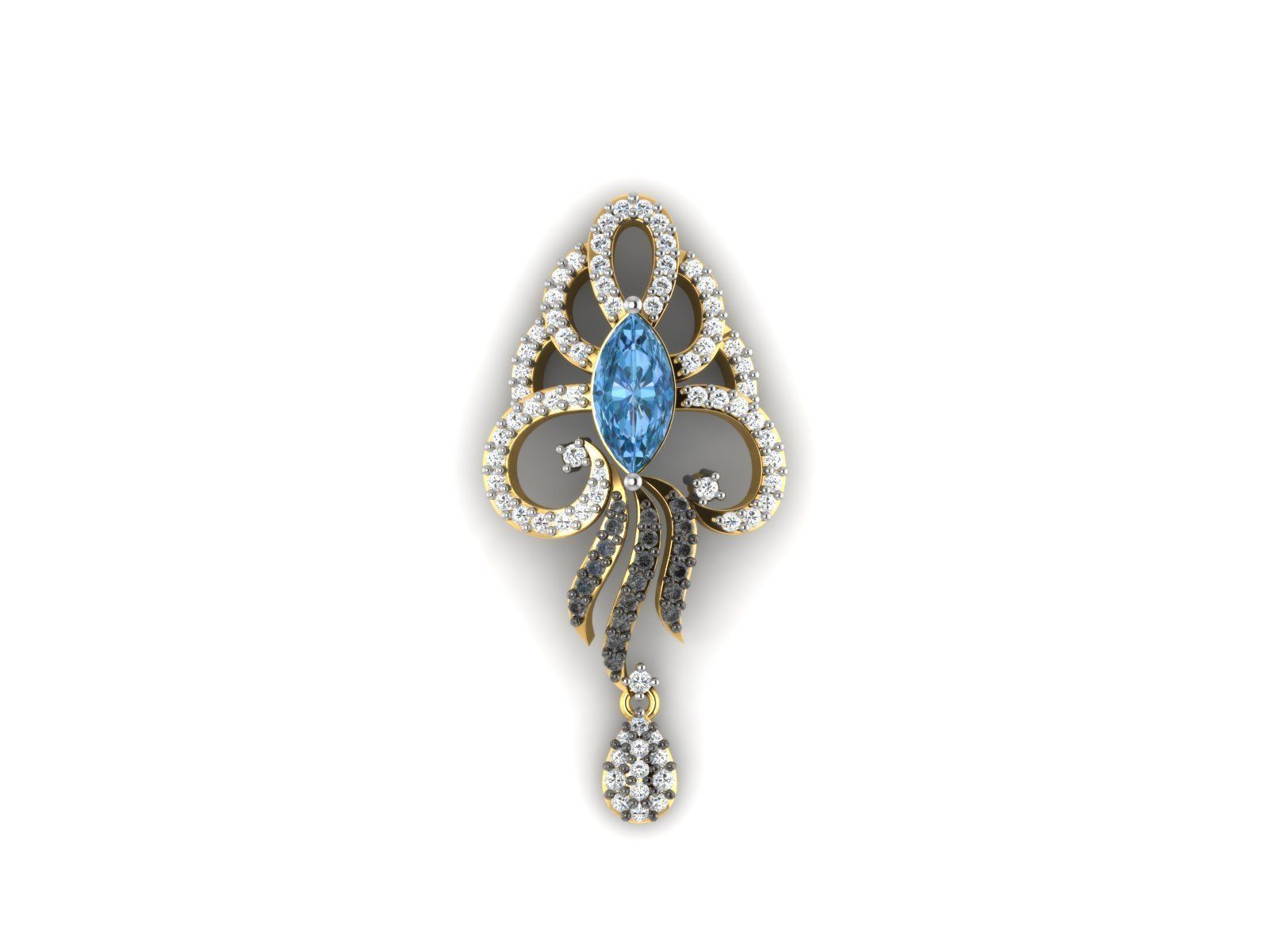 Gold Pendant With Gemstone 3D print model_2