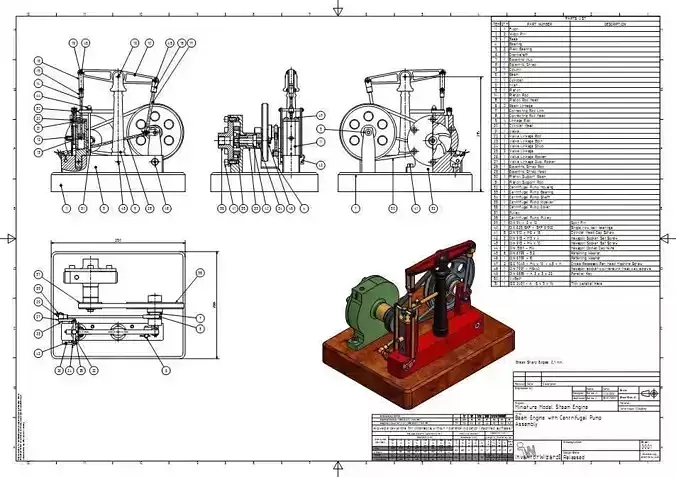 Mini Steam Engine and Centrifugal Pump Free 3D model