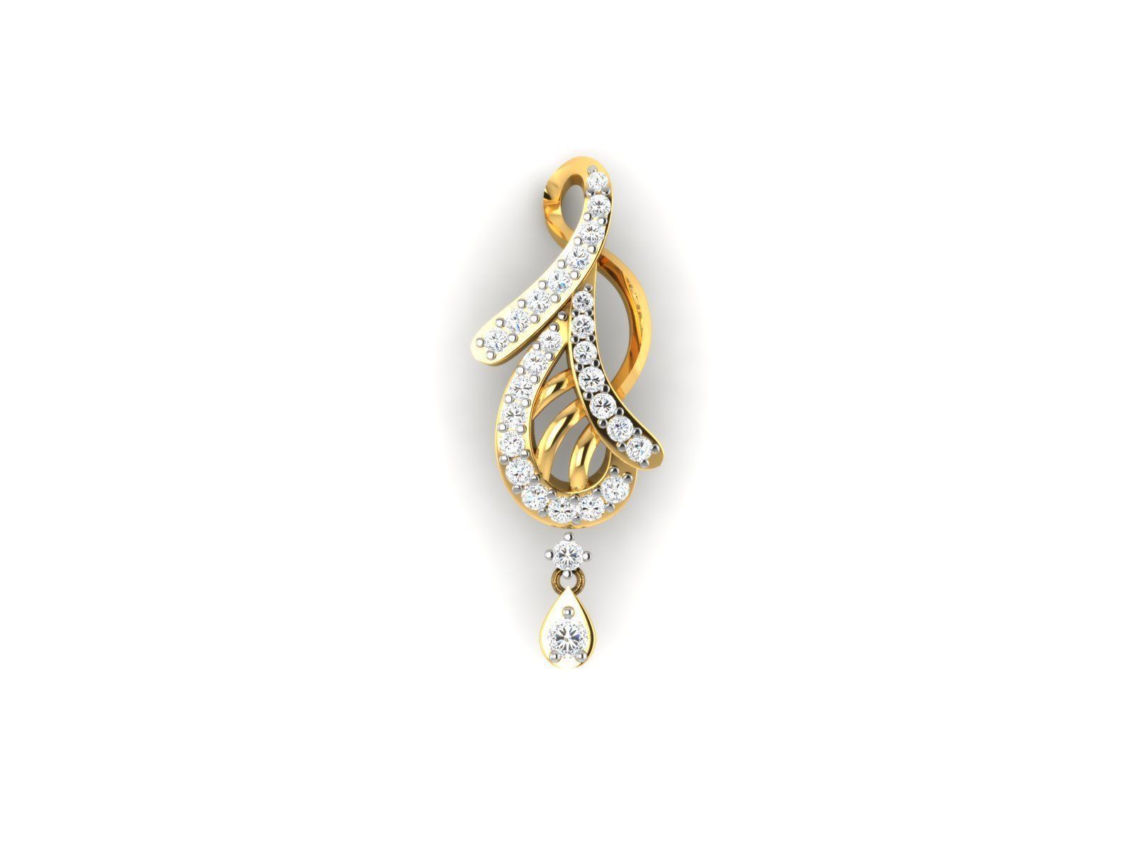 Gold Pendant With Diamonds 4 3D print model_2