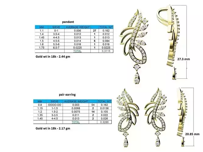 Floral Design Drop Earrings With Diamonds 9