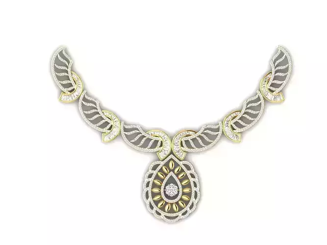 Drop Shape Necklace With Diamonds 1