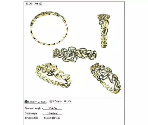 Floral Design Gold Ring With Diamonds 17 3D print model