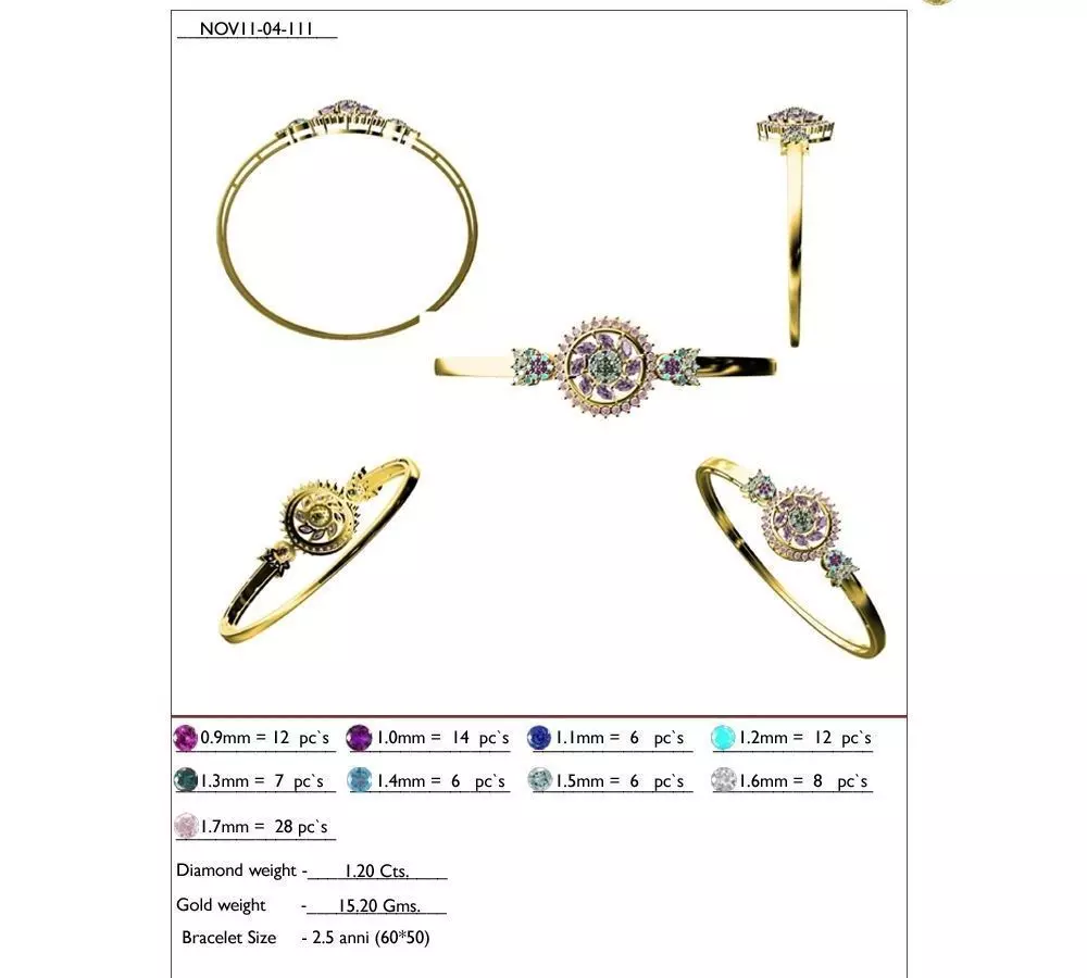 Round Shaped Ring With Multicolor Gemstones 3D print model