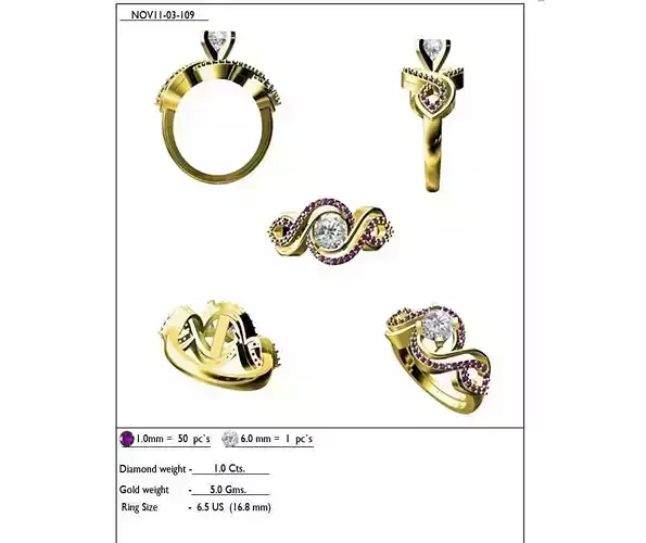 Swirl Loop Gold Ring With Gemstones