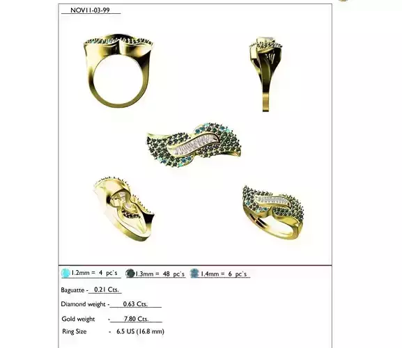 Leaf Shaped Gold RIng With Emerald