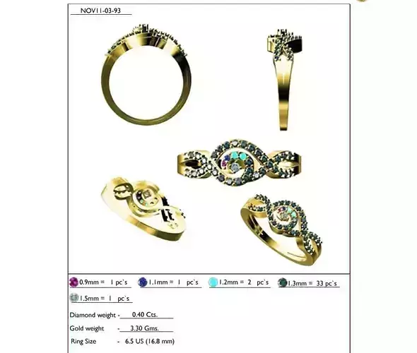 Twisted Gold Ring With Multicolor Gemstones