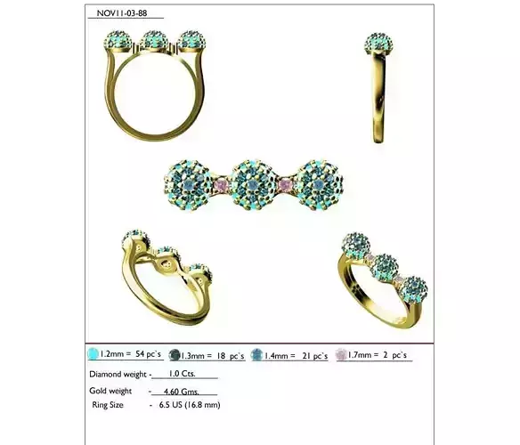 Gold Ring With Multicolor Gemstones 7