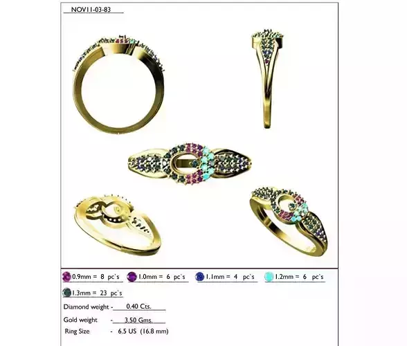 Gold Ring With Multicolor Gemstones 8