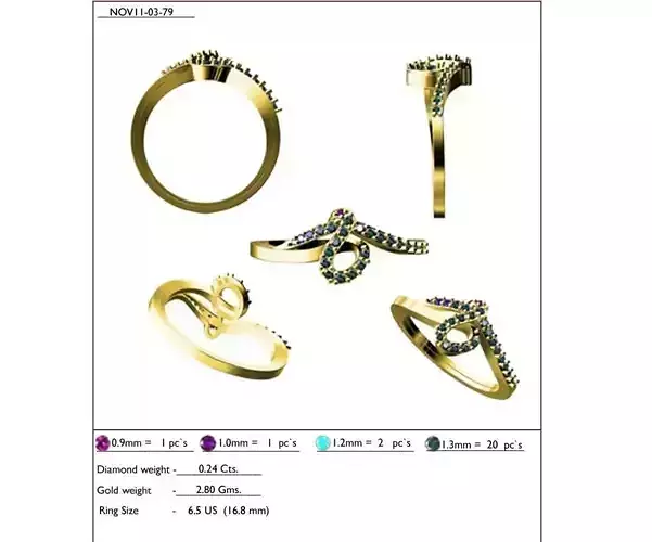 Swirl Loop Gold Ring With Gemstones 1