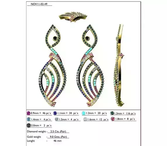 Marquise Drop Earrings With Multicolor Gemstones