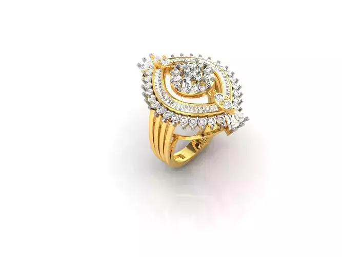 Marquise Shaped Gold Ring With Diamonds 6