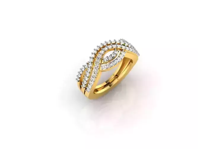 Twisted Gold Ring With Diamonds