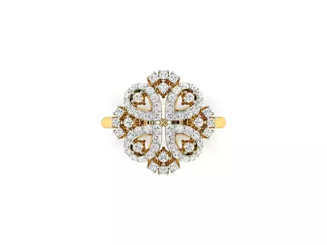 Flower Shaped Gold Ring With Diamonds 31