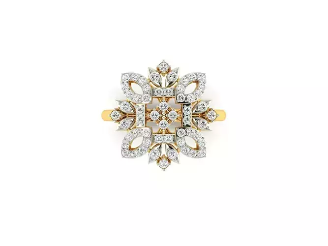 Flower Shaped Gold Ring With Diamonds 34