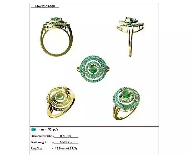 Round Shaped Ring With Emeralds