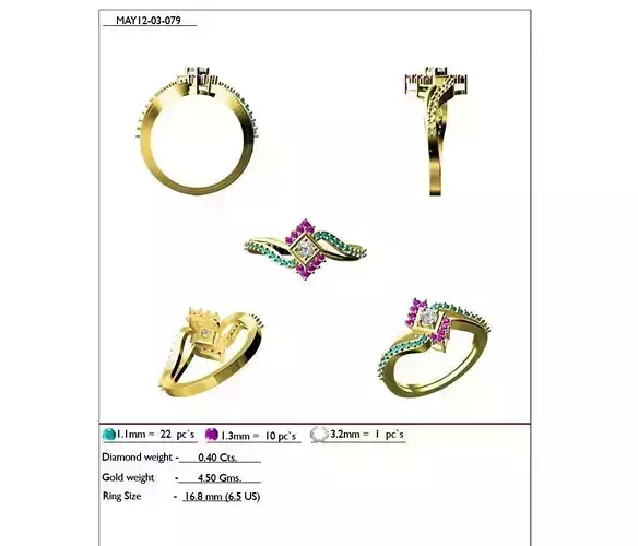 Swirled Gold Ring With Multicolor Gemstones 1