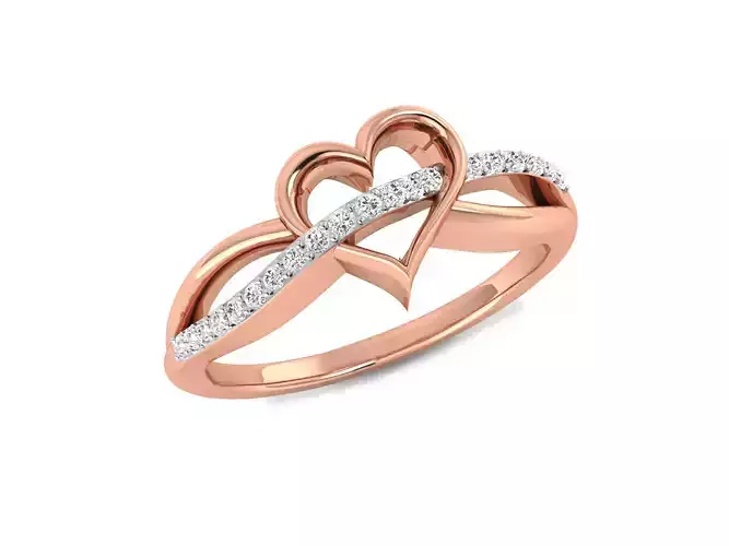 Heart Shape Rose Gold Ring With Diamonds