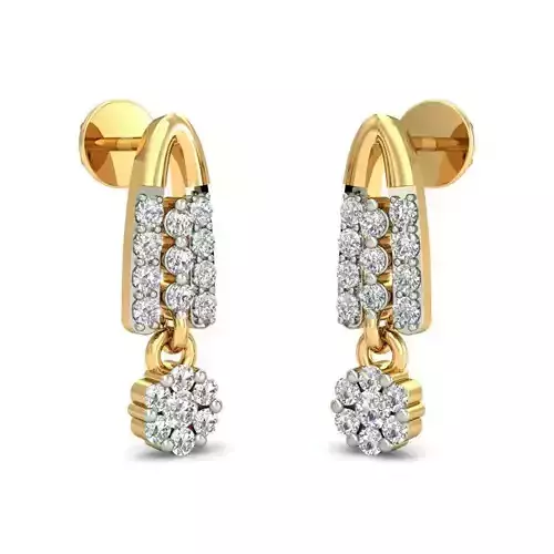 Floral Drop Earrings With Diamonds
