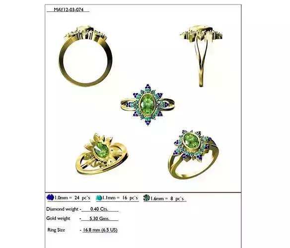Flower Shaped Gold Ring With Gemstones 1