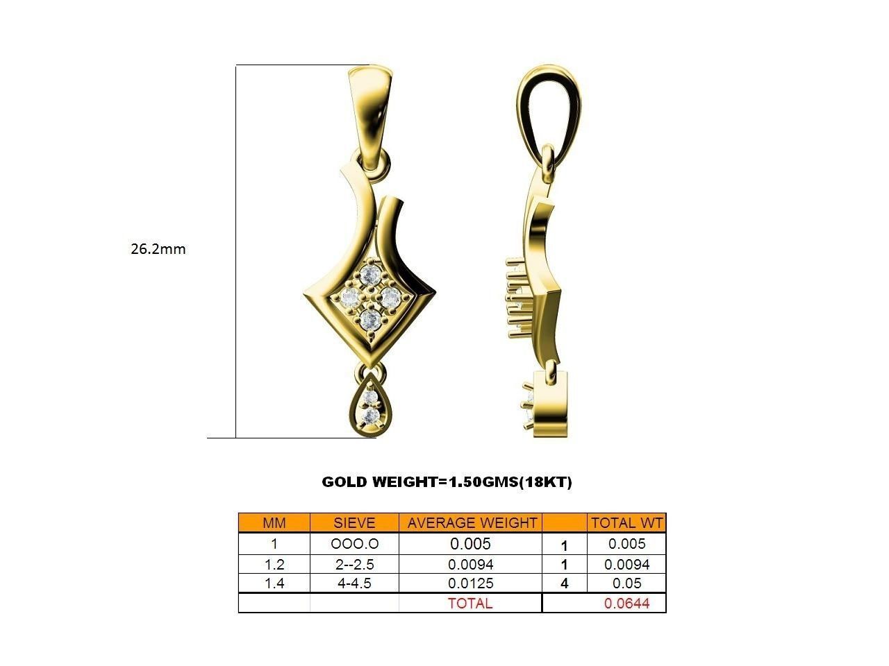 Gold Pendant With Diamonds 5 3D print model_3