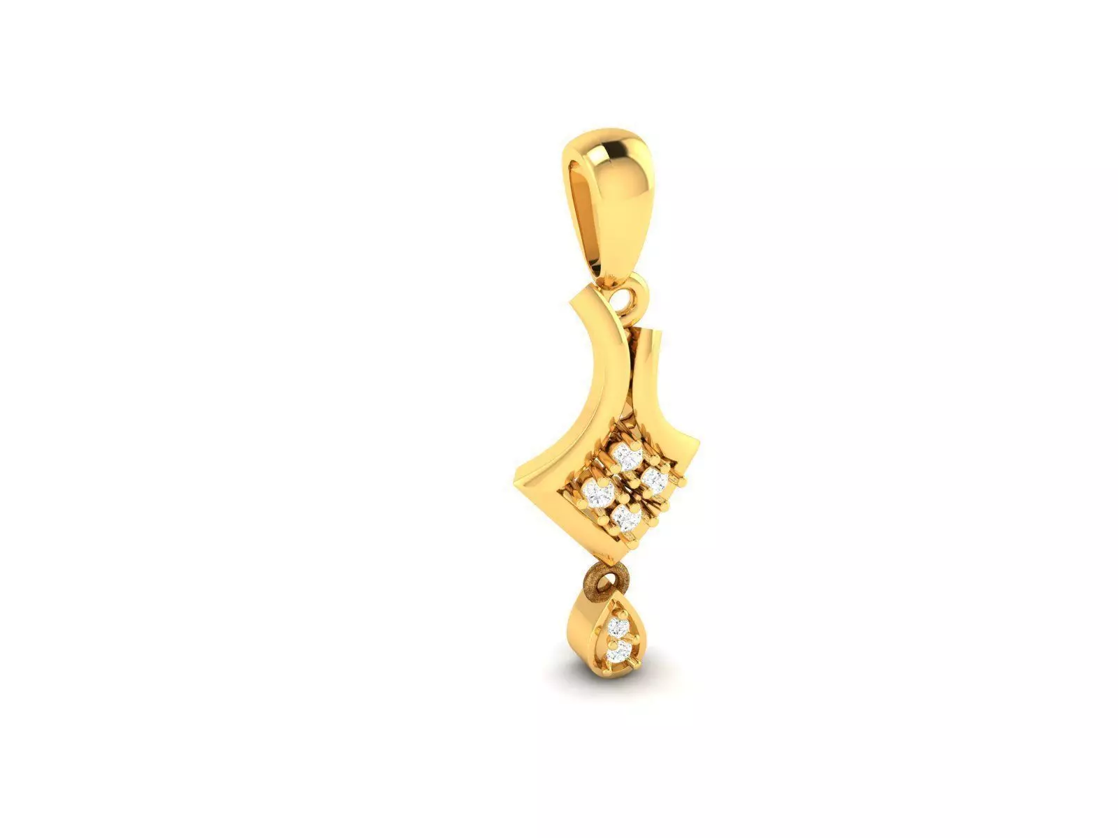 Gold Pendant With Diamonds 5 3D print model_0