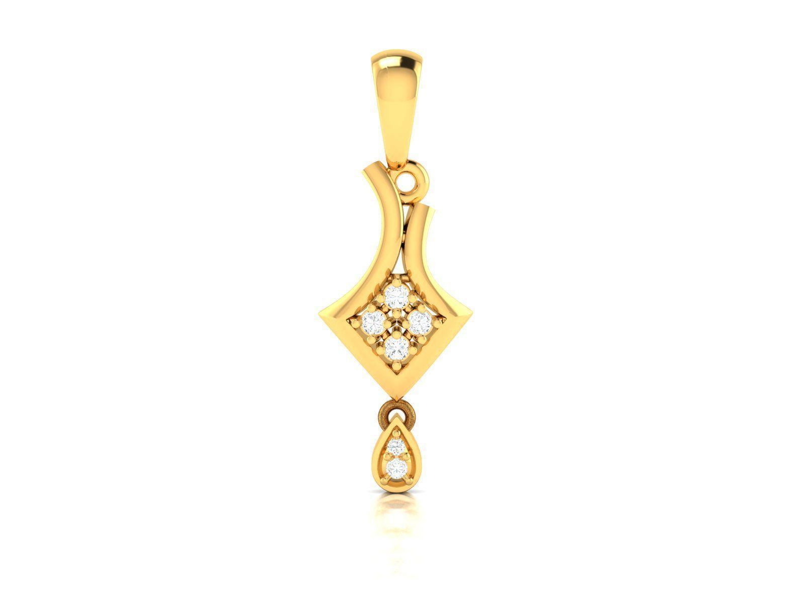Gold Pendant With Diamonds 5 3D print model_1