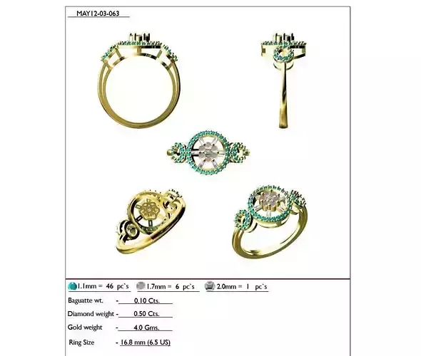 Round Shaped Gold Ring With Gemstones 2