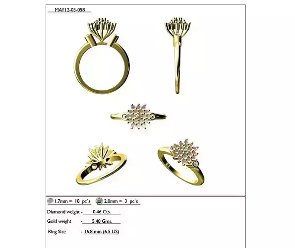 Flower Shaped Gold Ring With Gemstones 2