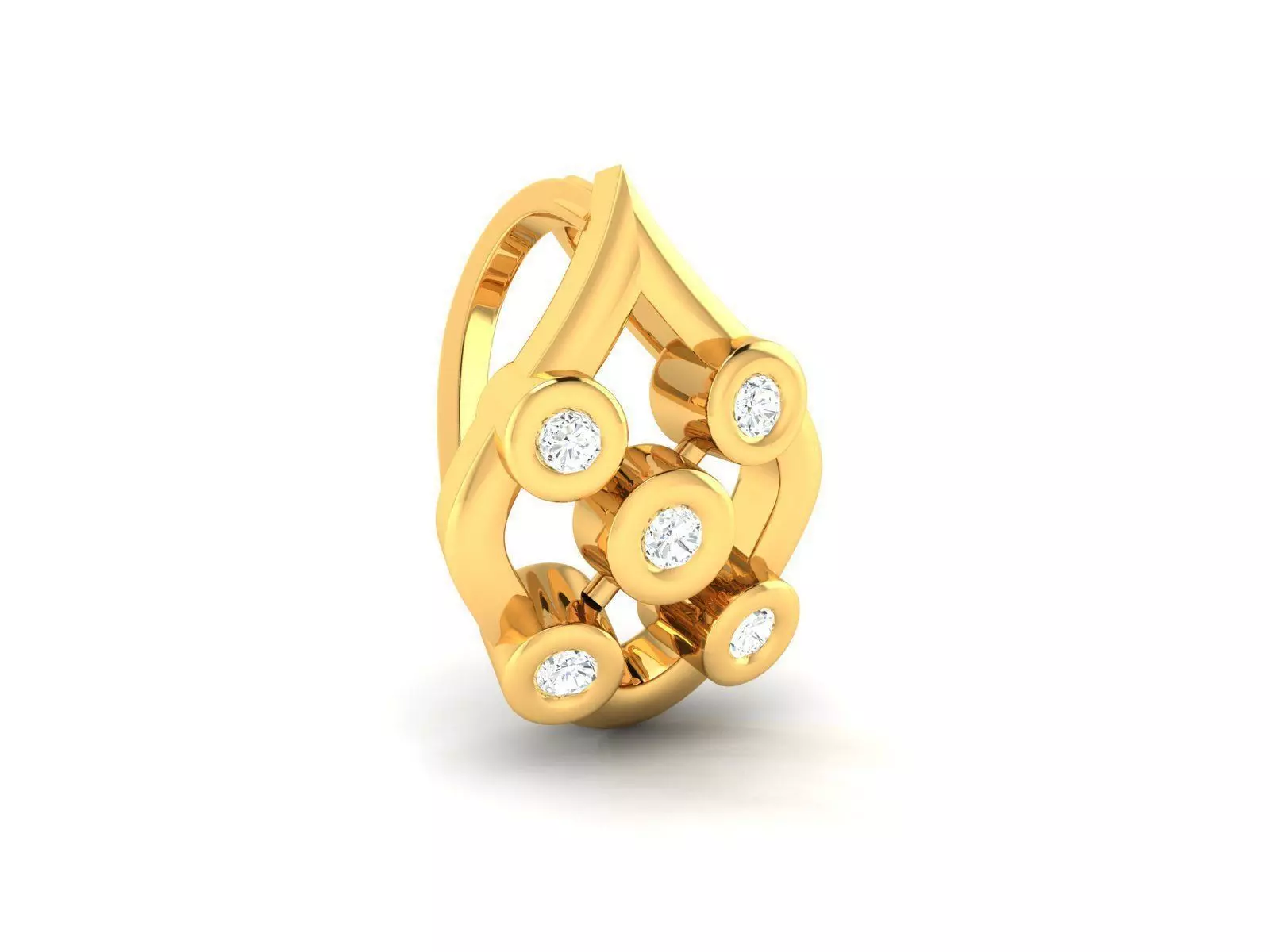 Drop Shaped Gold Pendant With Diamonds 3D print model_0