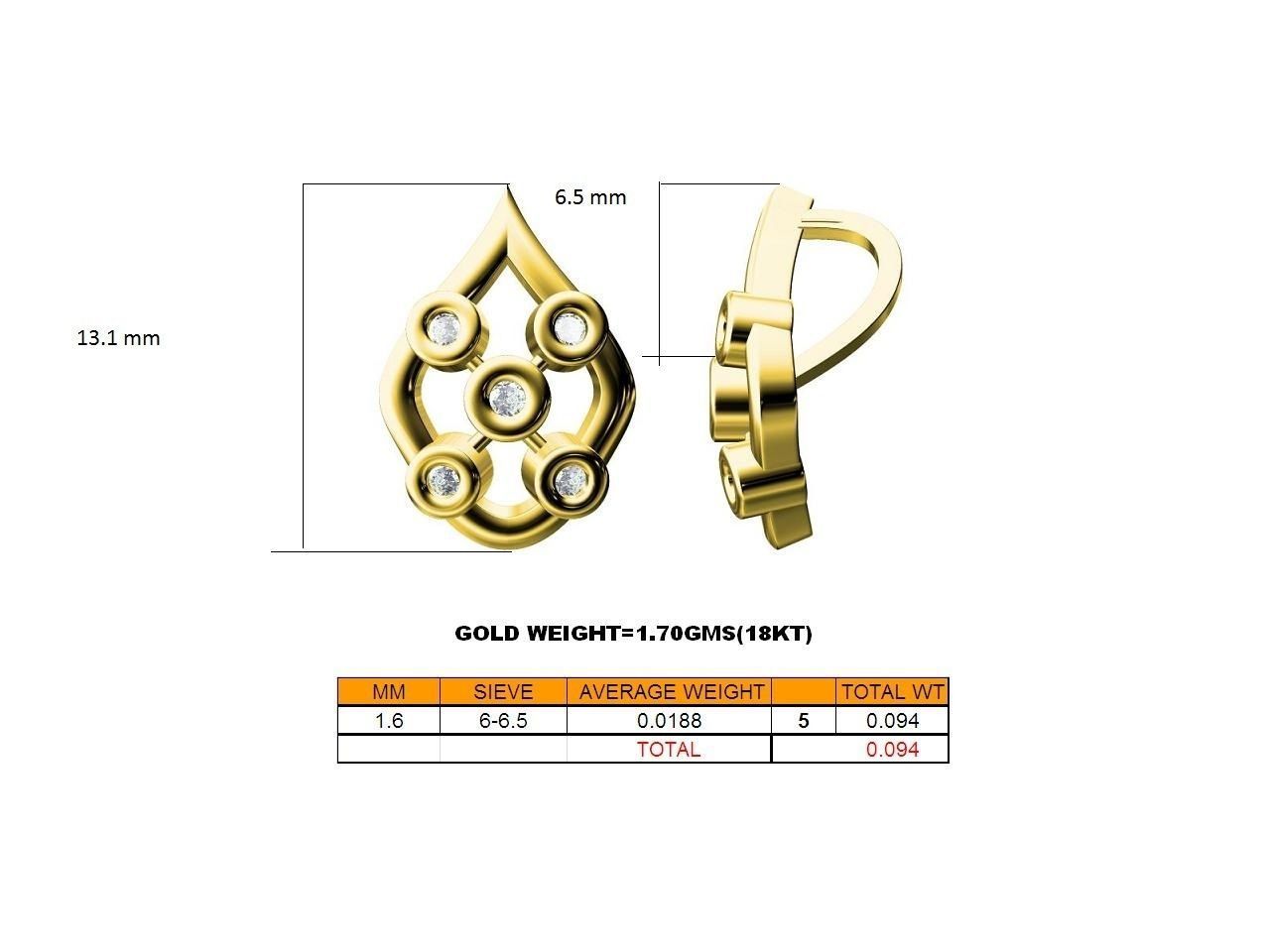 Drop Shaped Gold Pendant With Diamonds 3D print model_3