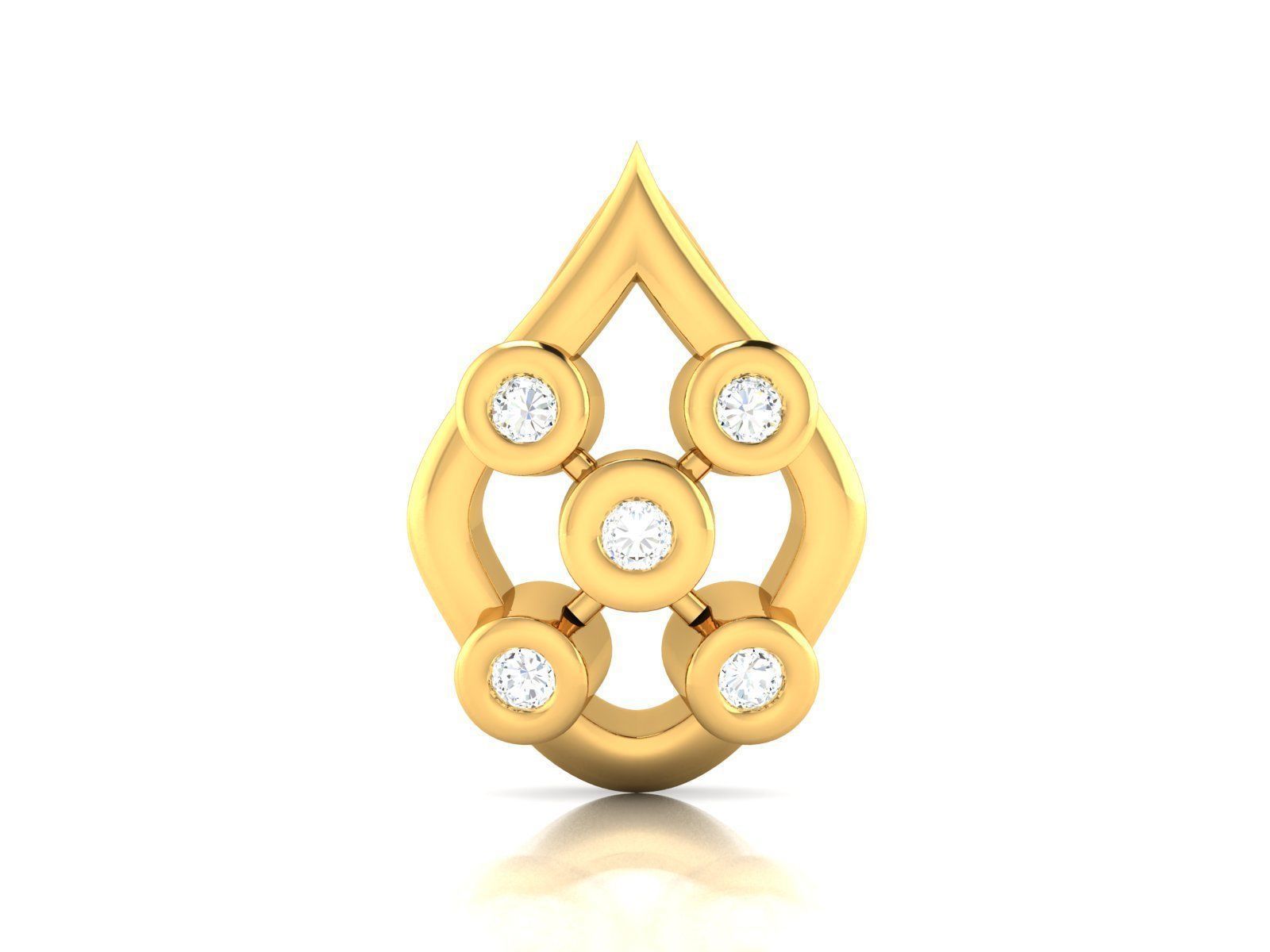 Drop Shaped Gold Pendant With Diamonds 3D print model_1