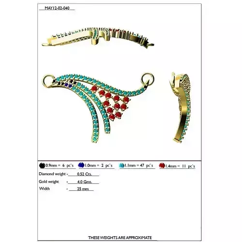 Gold Necklace With Multicolor Gemstones 9