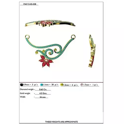 Floral Design Necklace With Multicolor Gemstones