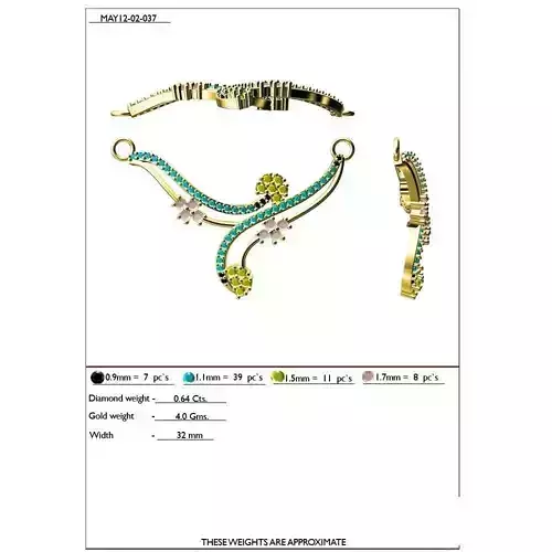 Floral Design Necklace With Multicolor Gemstones 1