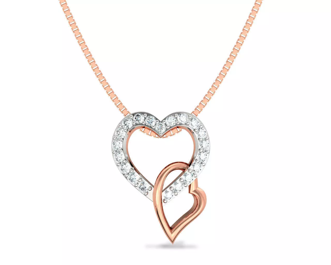 Heart Shaped Rose Gold Pendant With Diamonds 1 3D print model_0