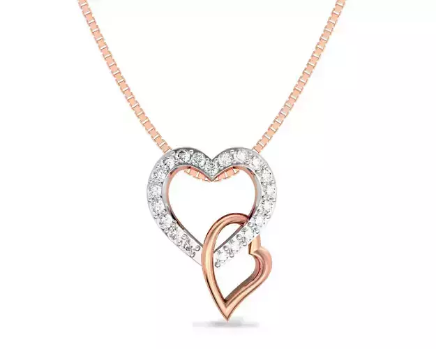 Heart Shaped Rose Gold Pendant With Diamonds 1 3D print model