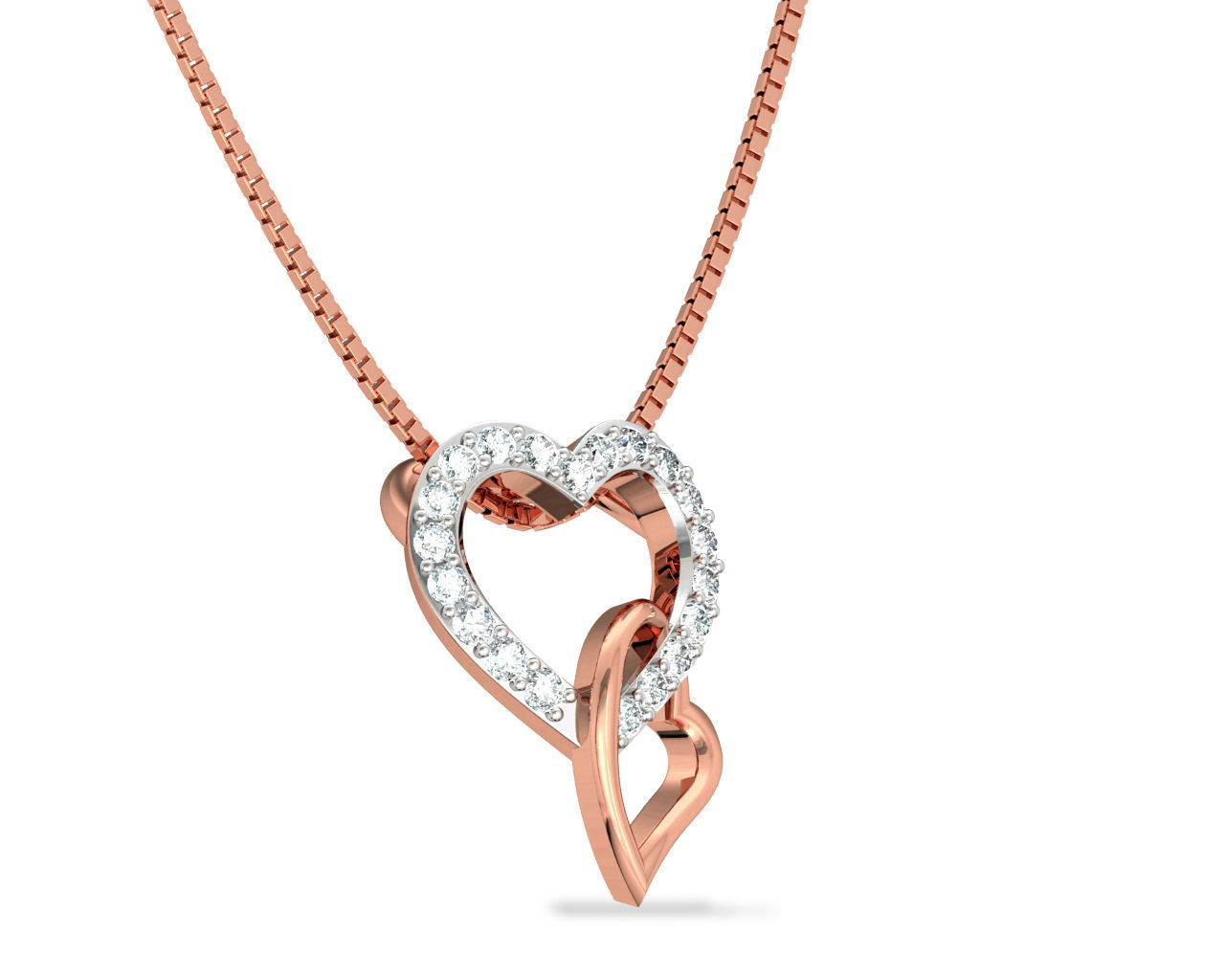 Heart Shaped Rose Gold Pendant With Diamonds 1 3D print model_1