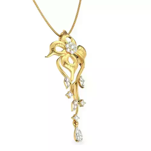 Floral Gold Pendant With Gem