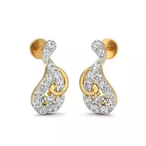 Mango Shaped Pendant and Earrings With Diamonds