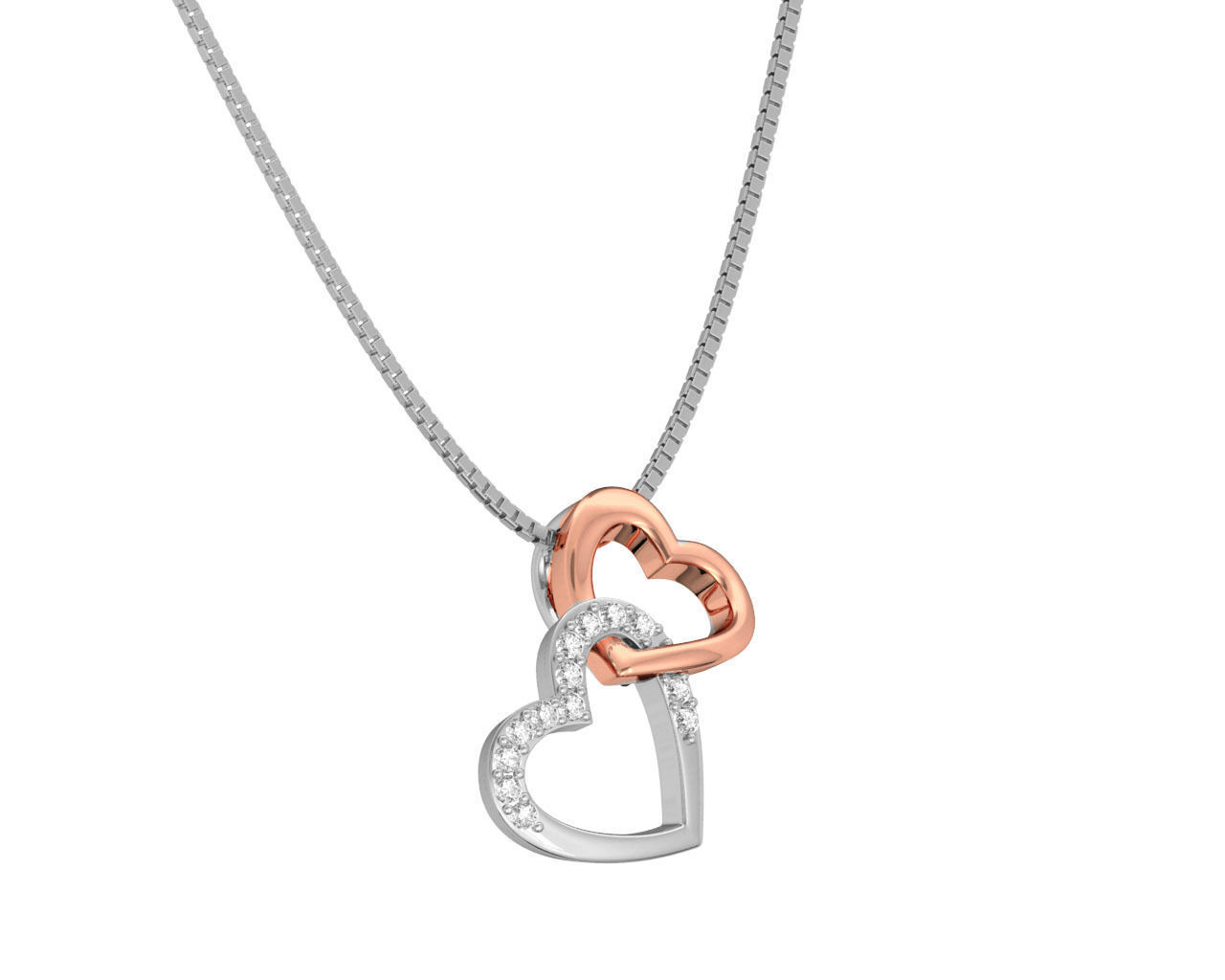 Heart Shaped Rose Gold Pendant With Diamonds 3 3D print model_2