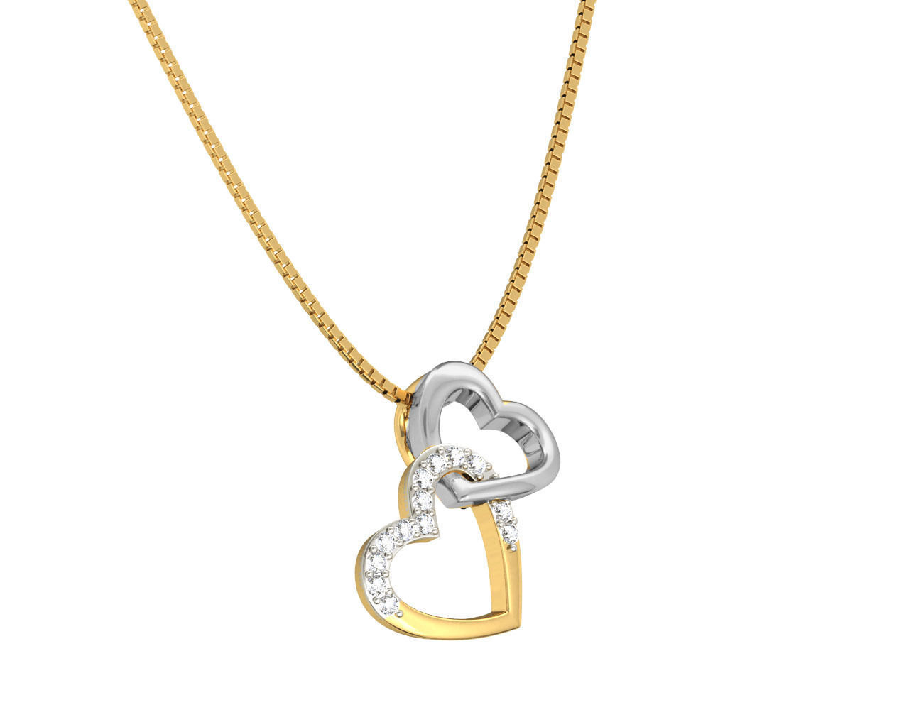 Heart Shaped Rose Gold Pendant With Diamonds 3 3D print model_3
