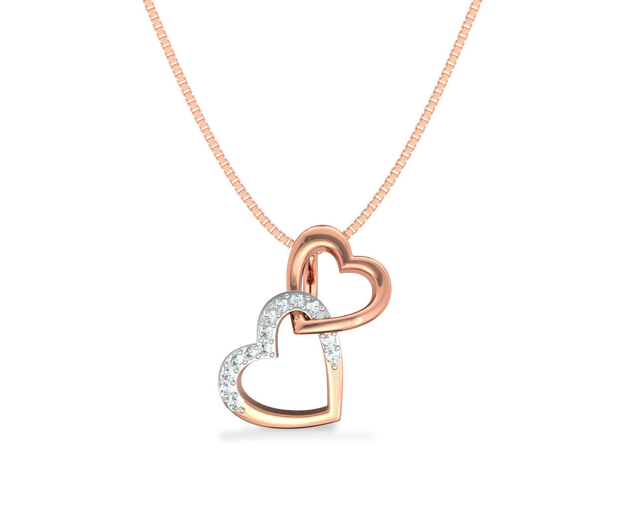 Heart Shaped Rose Gold Pendant With Diamonds 3 3D print model_5