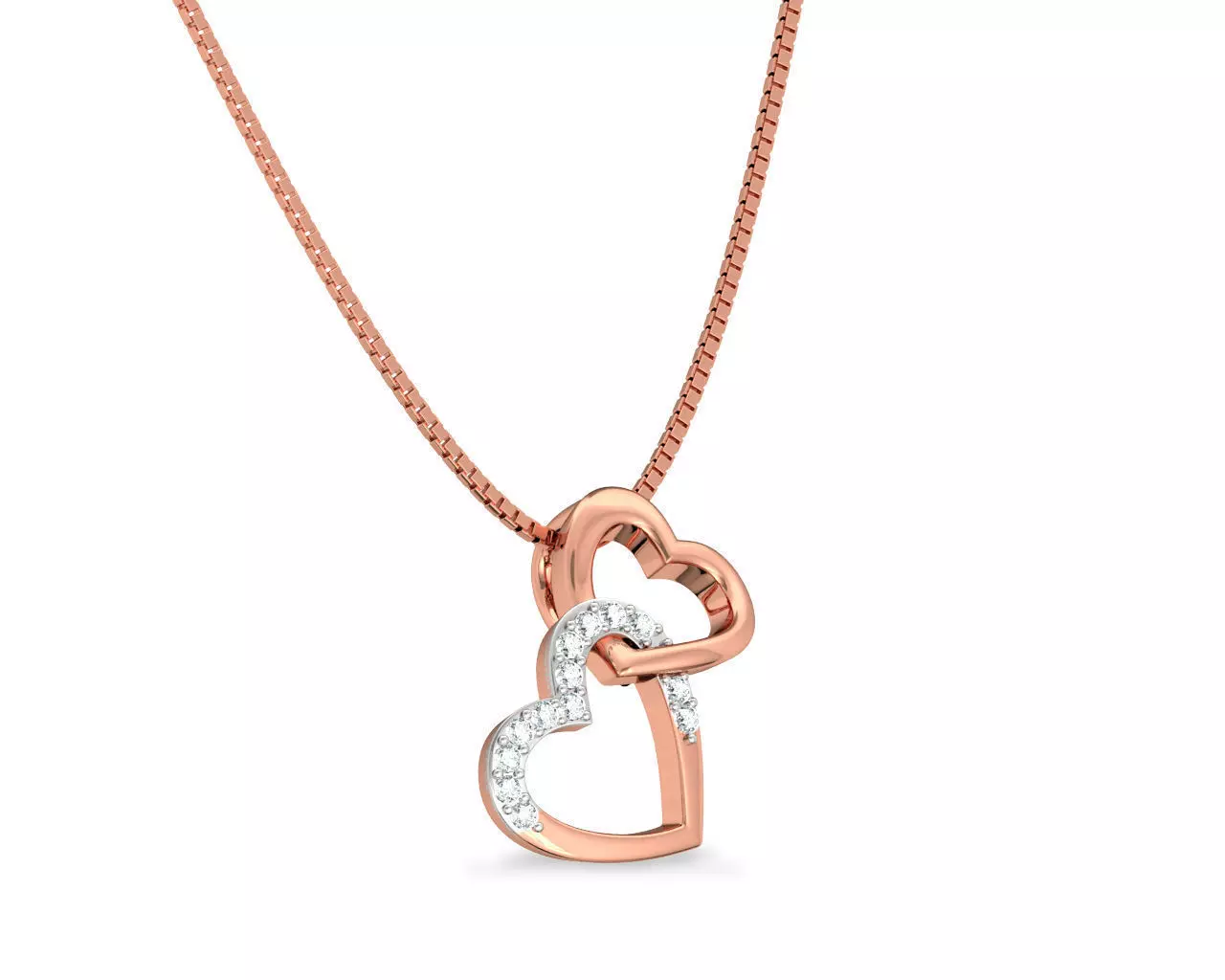 Heart Shaped Rose Gold Pendant With Diamonds 3 3D print model_0