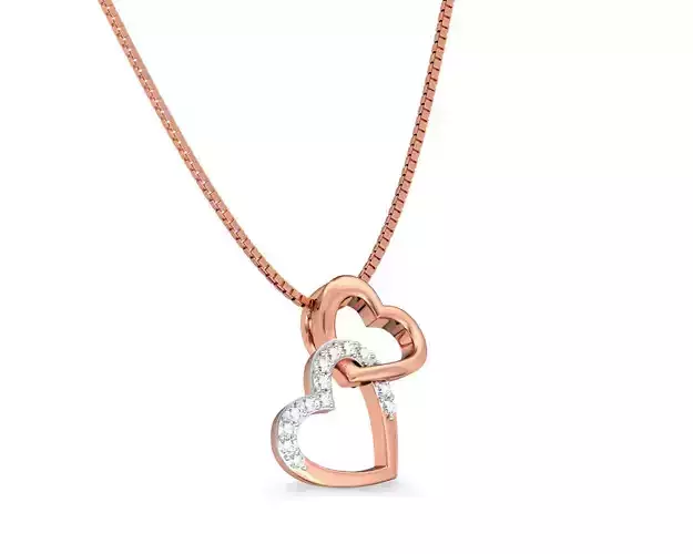 Heart Shaped Rose Gold Pendant With Diamonds 3 3D print model