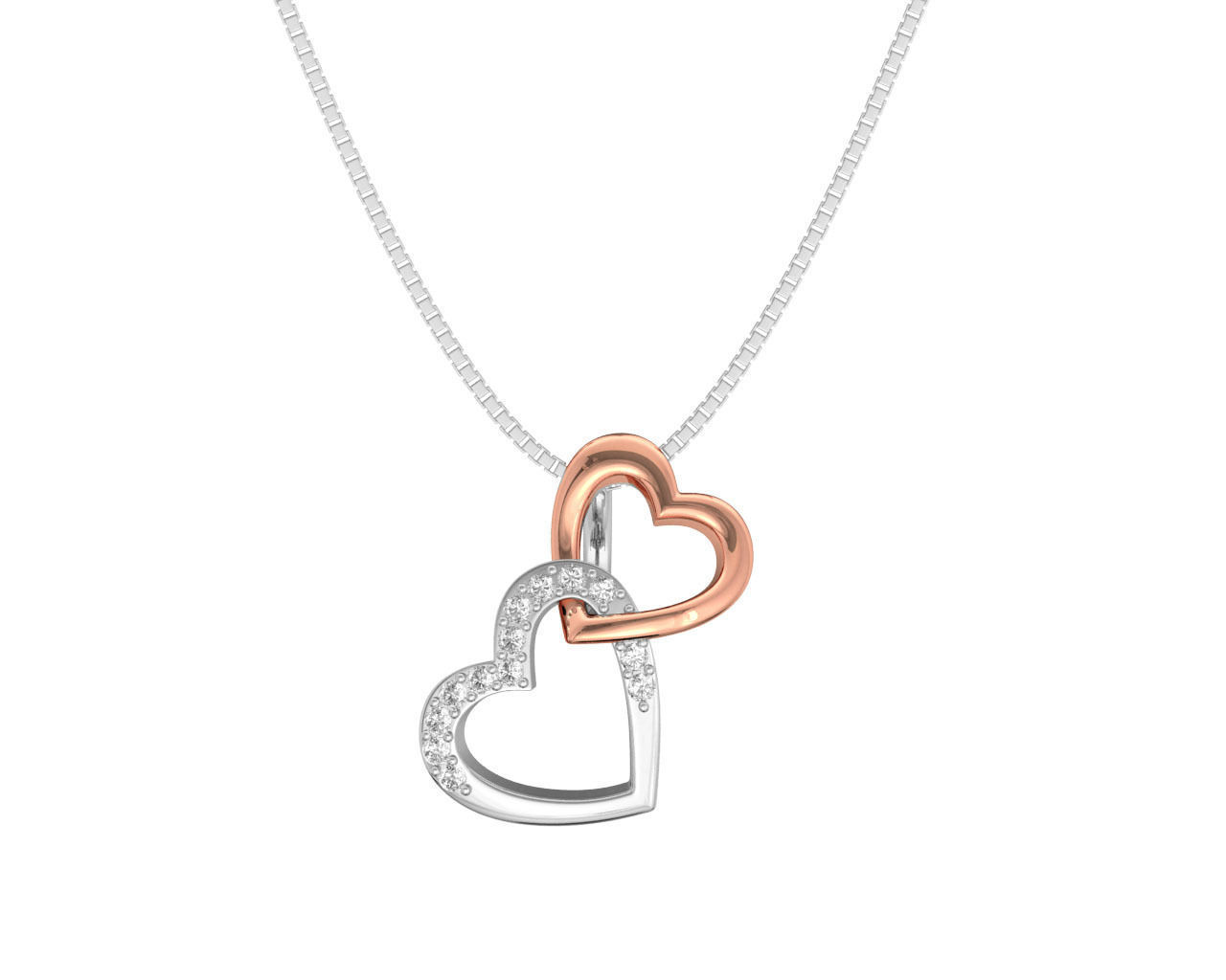 Heart Shaped Rose Gold Pendant With Diamonds 3 3D print model_7