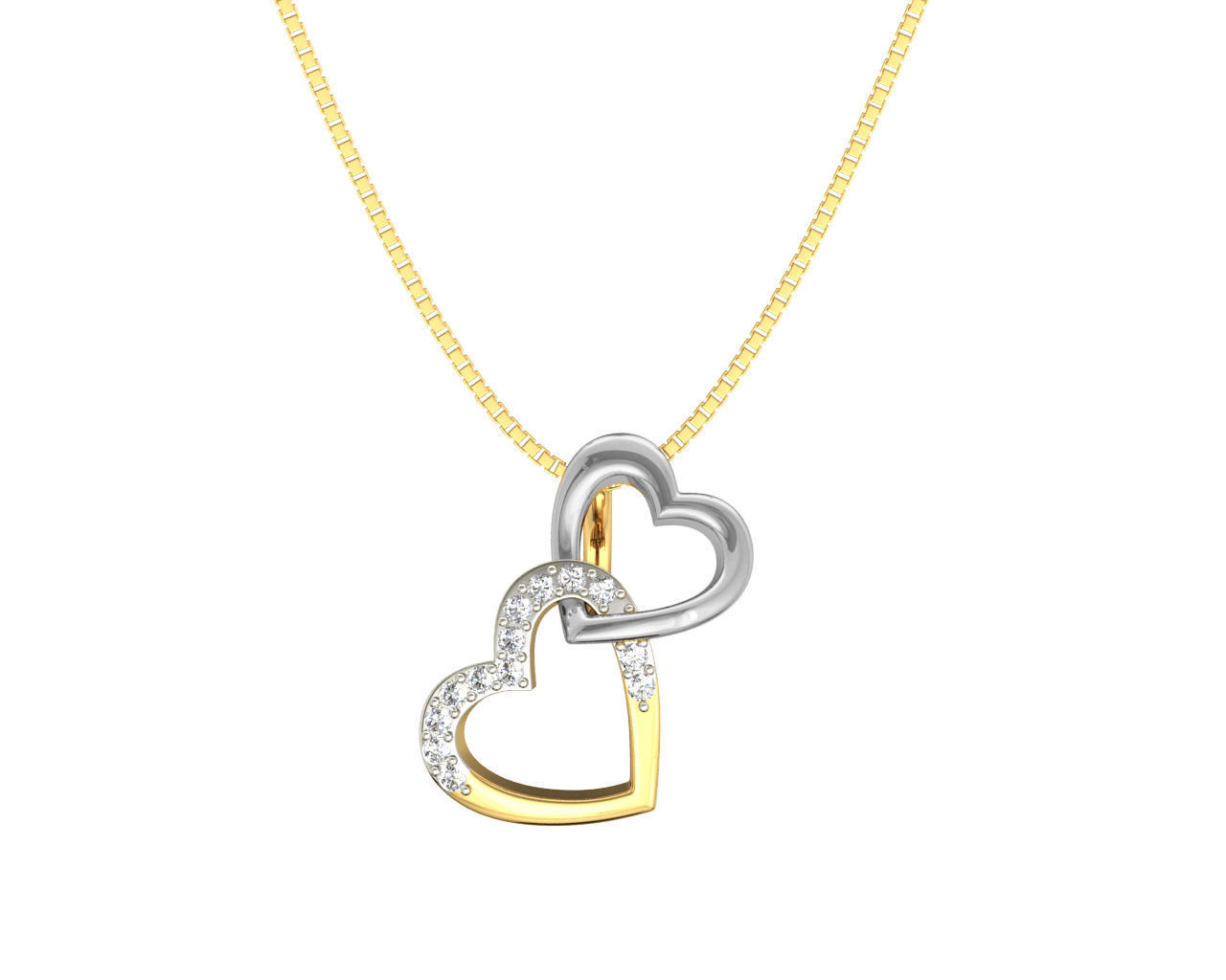 Heart Shaped Rose Gold Pendant With Diamonds 3 3D print model_9