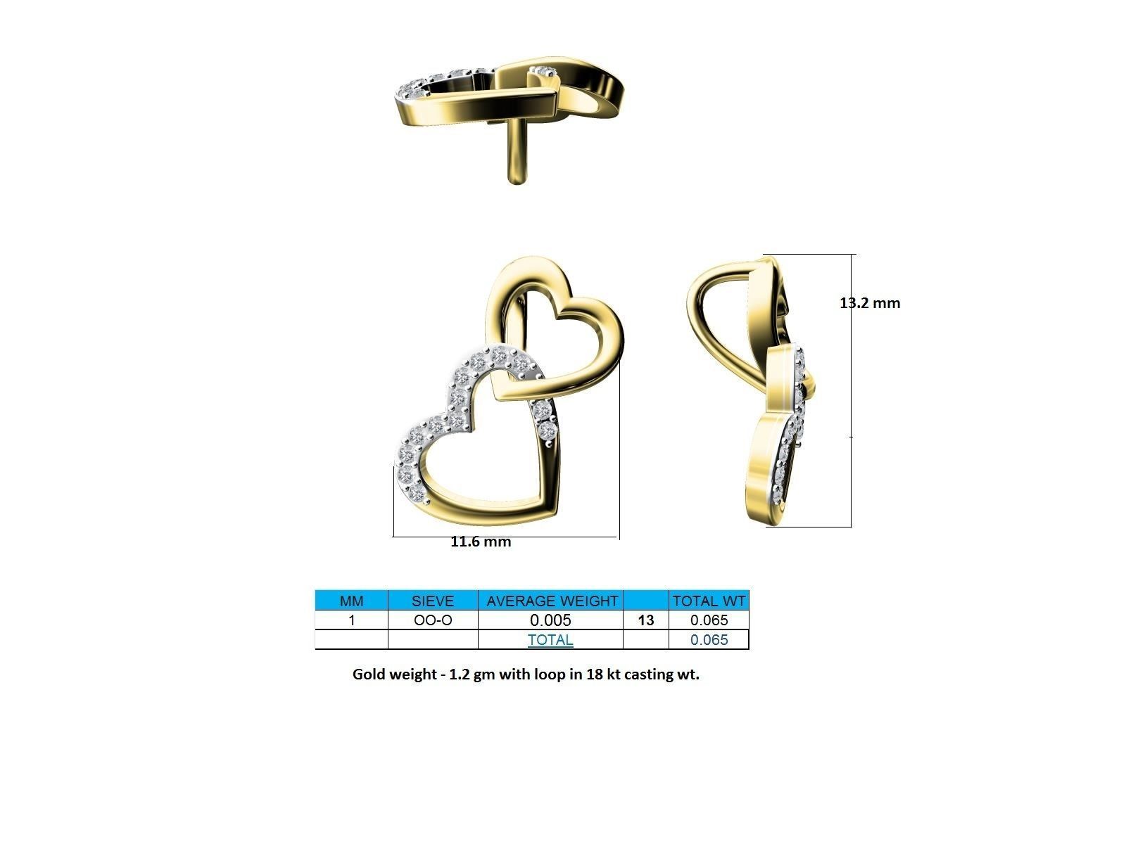 Heart Shaped Rose Gold Pendant With Diamonds 3 3D print model_15