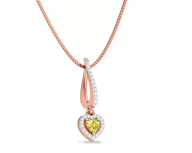 Heart Shaped Rose Gold Pendant With Gem 3D print model