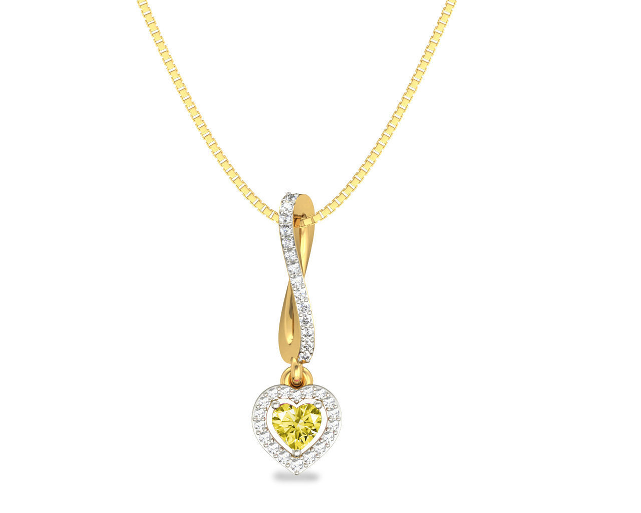 Heart Shaped Rose Gold Pendant With Gem 3D print model_8